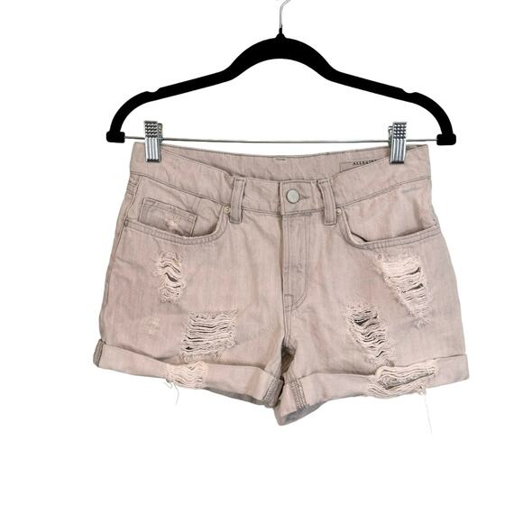 All Saints Jean Mom Shorts Womens 28 Gray Denim Distressed Wash Cuffed Casual - Picture 1 of 7
